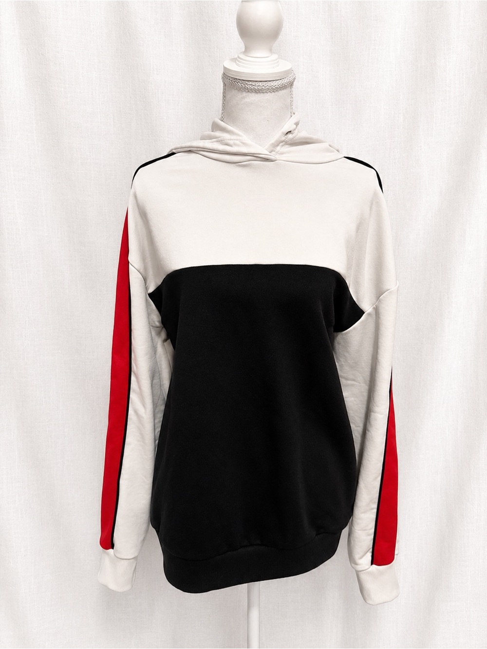 Colorblock Hoodie with Red Stripe